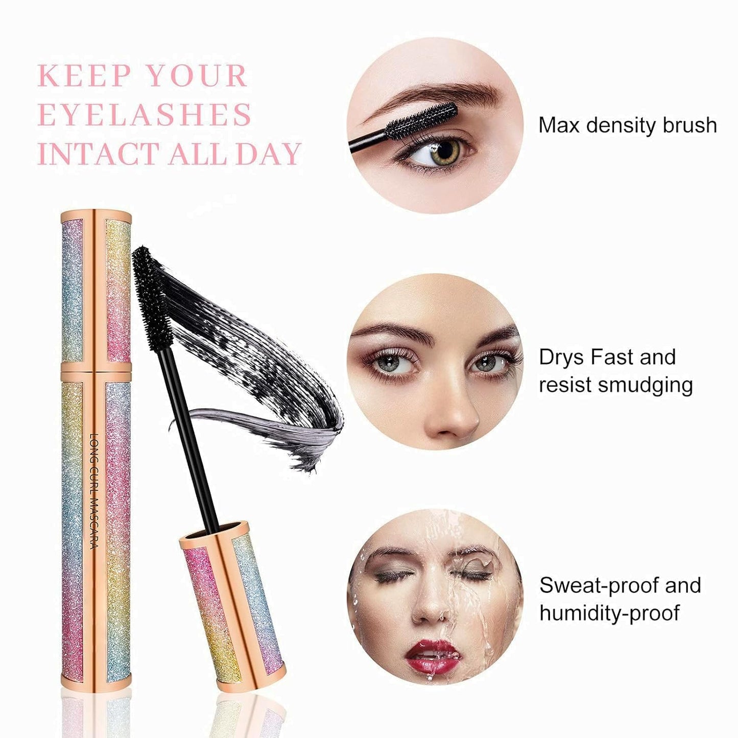 4D Silk Fiber Lash Mascara - Waterproof, Voluminous Eyelashes | Smudge-Proof, Hypoallergenic, Easy Application in Black