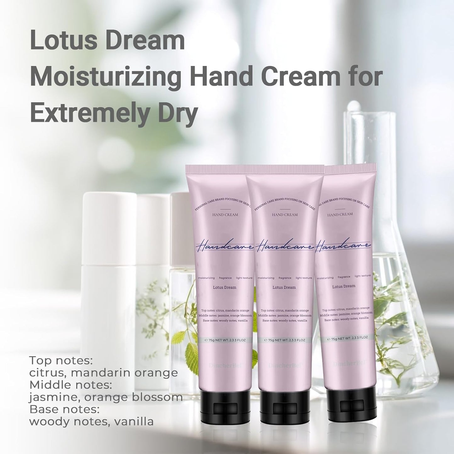 Lotus Dream Hand Cream for Dry Cracked Hands - Travel Size 2.33fl.oz | Perfect Birthday & Bridesmaid Gift Set