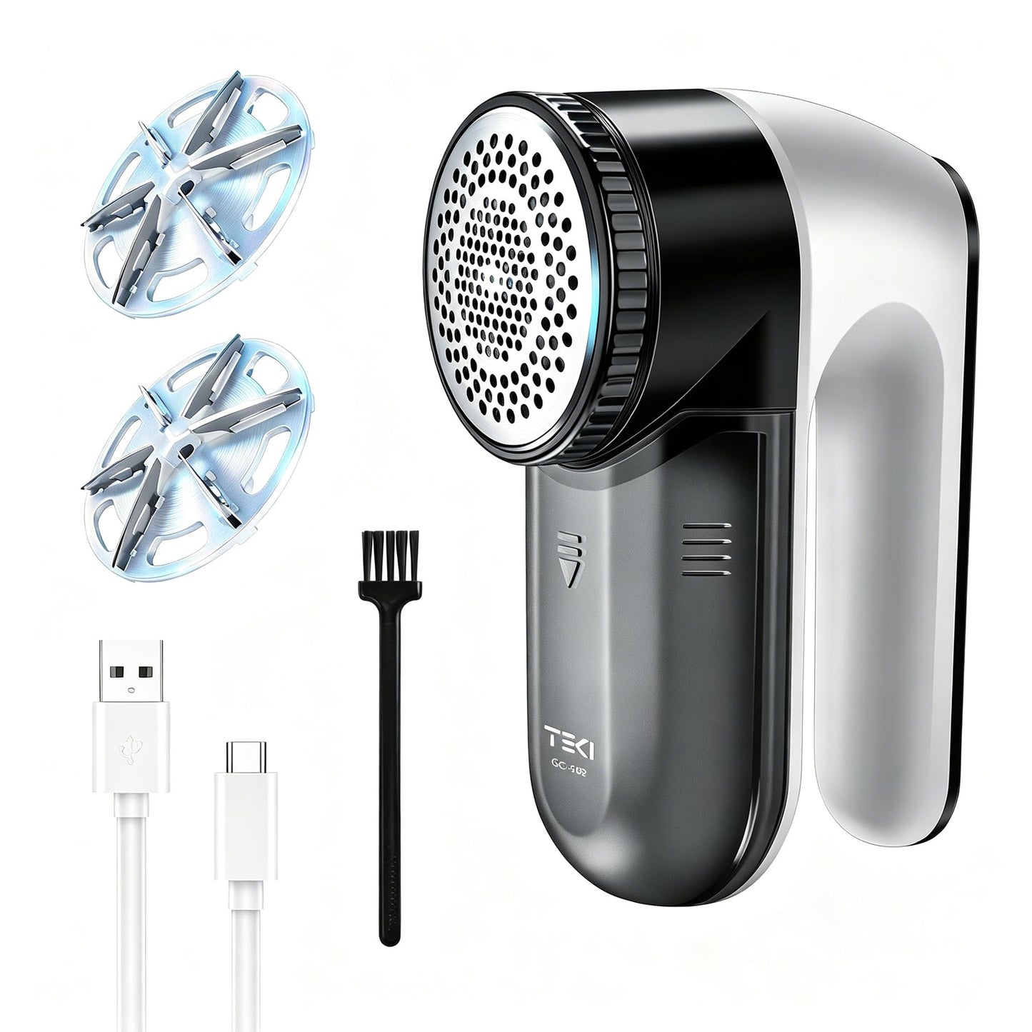 Fabric Shaver, Lint Shaver, Lint Remover Rechargeable Sweater Defuzzer Sweater Shavers to Remove Pilling for Clothes, Couch, Furniture, Fuzz Remover (6 Leaf Blade, 2 Extra Blades)
