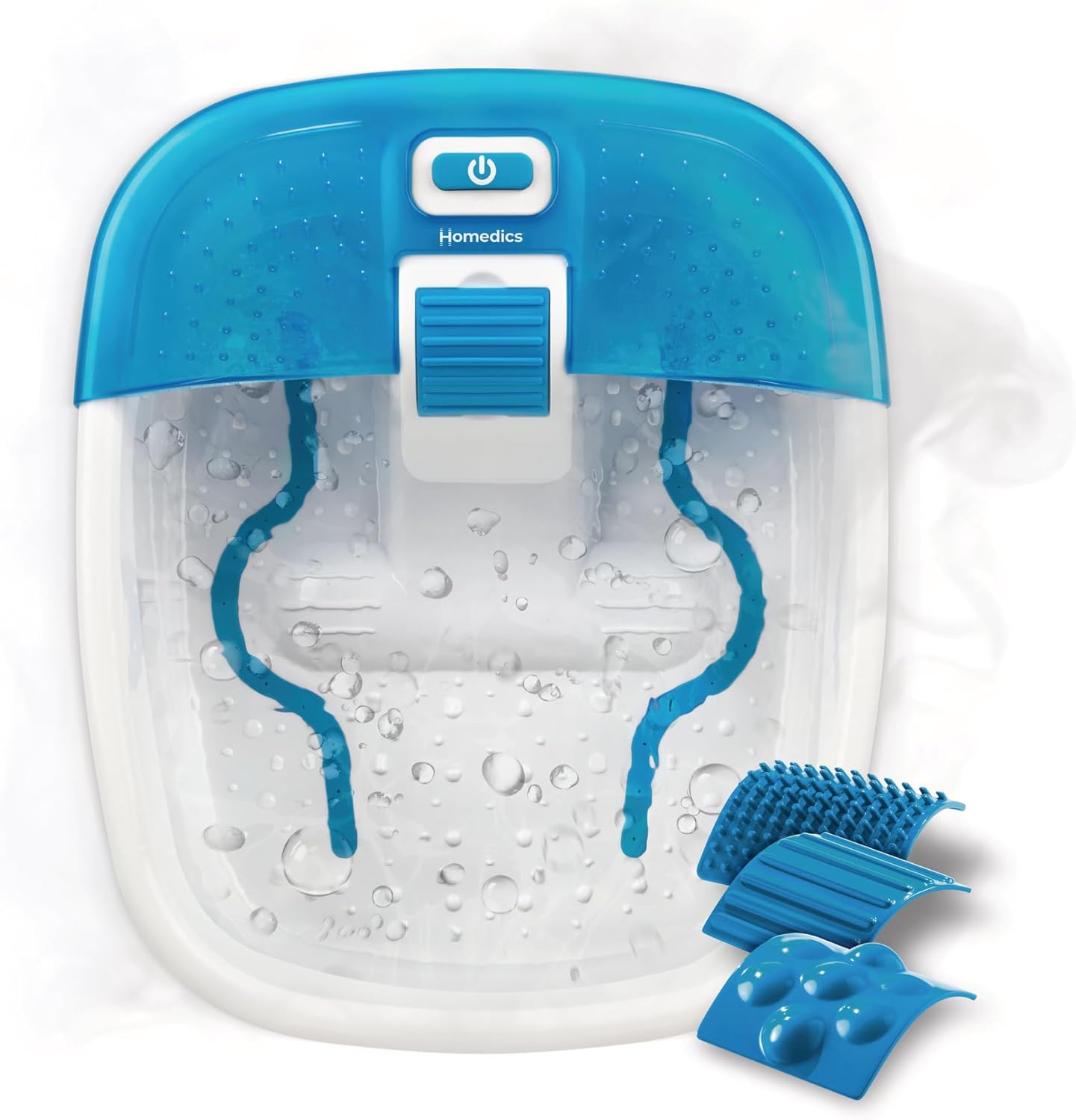 HoMedics Bubble Bliss Deluxe Foot Spa - Heat & Massaging Arch, 3 Acupressure Attachments | Soothes Tired Muscles