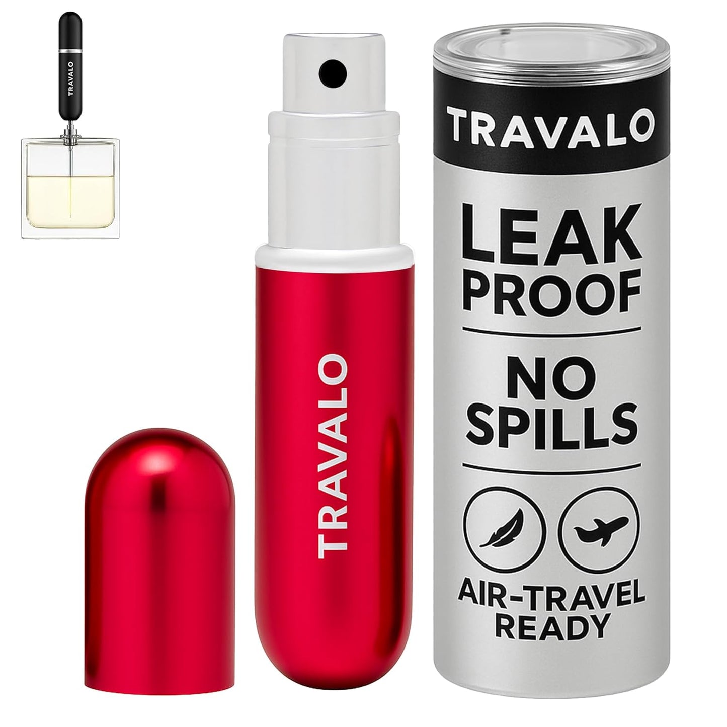 Classic HD Perfume Atomizer | Leak-Proof & TSA Approved - Reusable Mini Pump Sprayer - Elegant Black 0.17oz