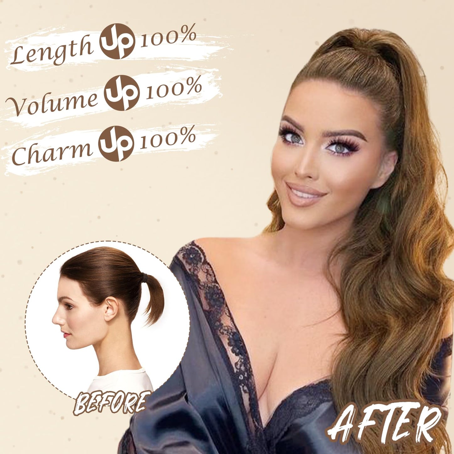 BARSDAR Burgundy Red Ponytail Extension - 26 Inch Long Wavy Drawstring Ponytail Hair Extensions for Women - Voluminous Natural Looking Synthetic Clip in Pony Tails Hairpieces - Burgundy