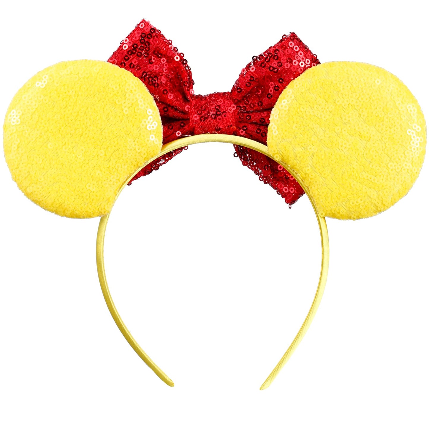 Opzzqz Mouse Ear Headbands for Women Giltter Bow Headband for Girls Birthday Party Decorations