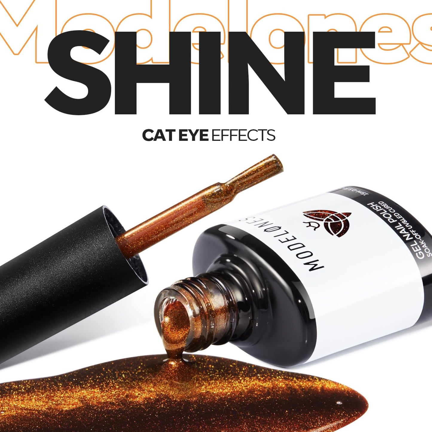 Cat Eye Gel Nail Polish - Glitter Brown Magnetic UV Soak Off | Shimmer Top Coat for DIY Manicure