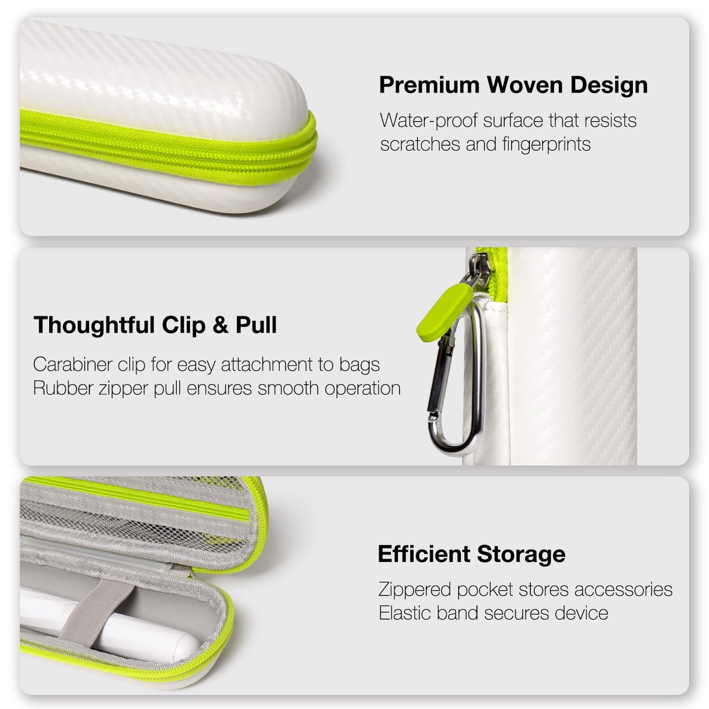 Nincha Compact Travel Trimmer Case for Hybrid Electric Trimmer and Shaver, Face + Body Groomer QP2724/90, QP2834/70, QP1924/70, QP6531/70, QP4631/90, Hard Carrying Case, White&Limegreen