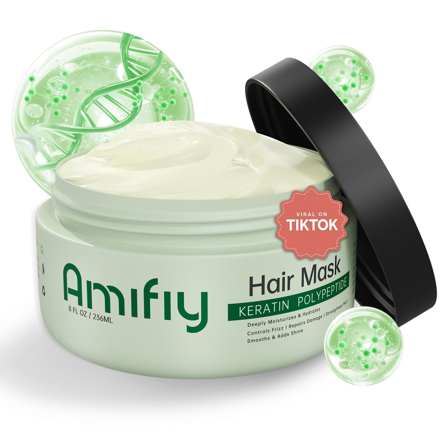 Amifiy Keratin Hair Mask, Multi-care Deep Conditioning Hair Mask for Dry Damaged Hair, Anti-Frizz, Intensive Hydrating & Repairing Deep Conditioner for Strong, Smooth and Silky Hair, 8 Fl Oz