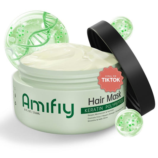 Amifiy Keratin Hair Mask, Multi-care Deep Conditioning Hair Mask for Dry Damaged Hair, Anti-Frizz, Intensive Hydrating & Repairing Deep Conditioner for Strong, Smooth and Silky Hair, 8 Fl Oz