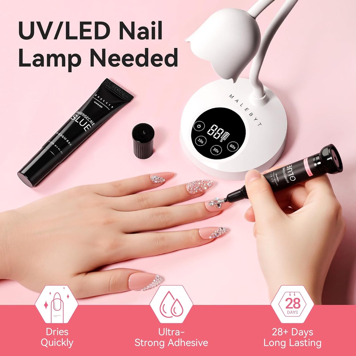 Nail Rhinestone Glue Set - Super Strong Gel Adhesive for 3D Art & Gems | 15ml & 8ml Easy Application