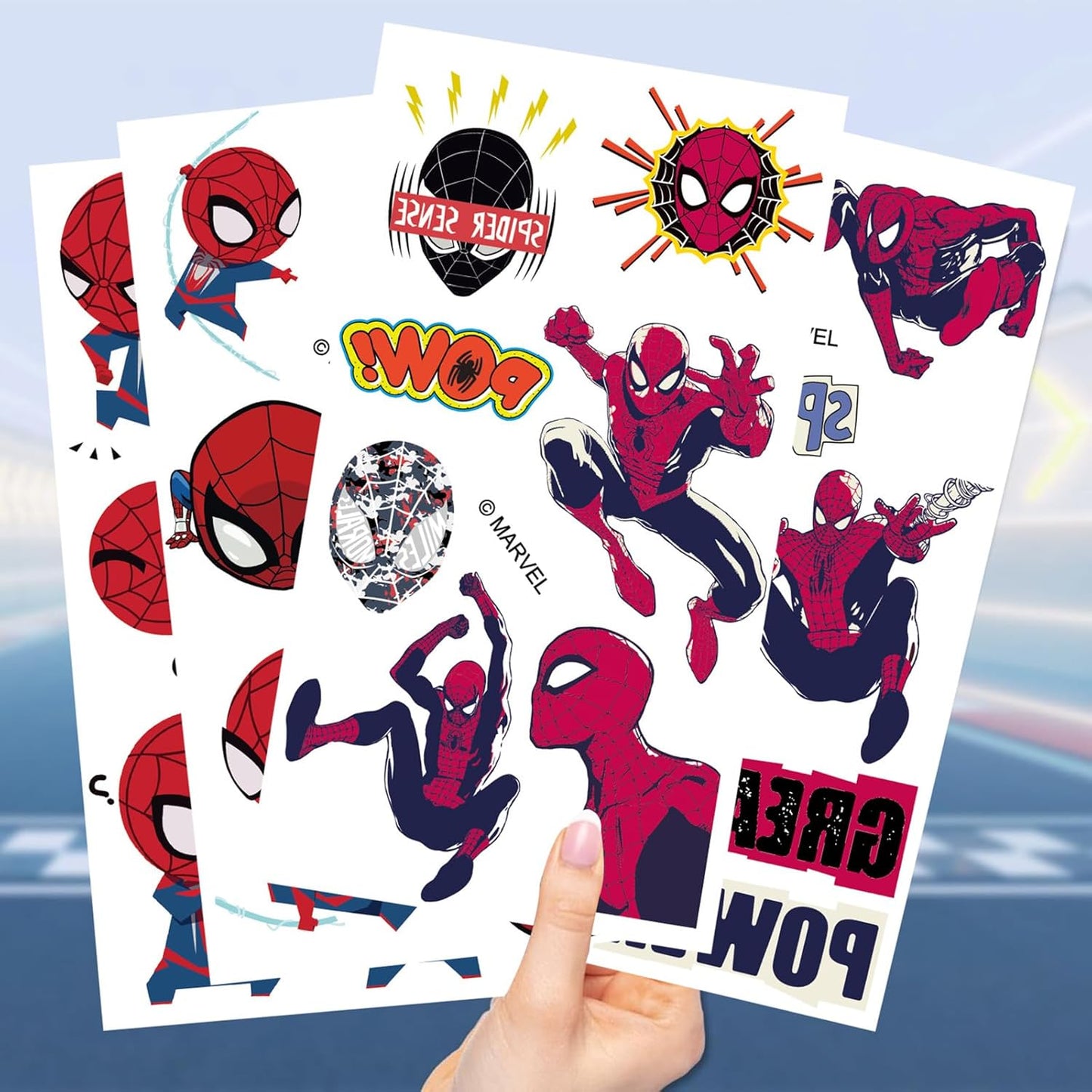 Spiderman Temporary Tattoos - 10 Sheets of Fun Kids' Party Favors | Cute Cartoon Stickers for Birthdays & Rewards