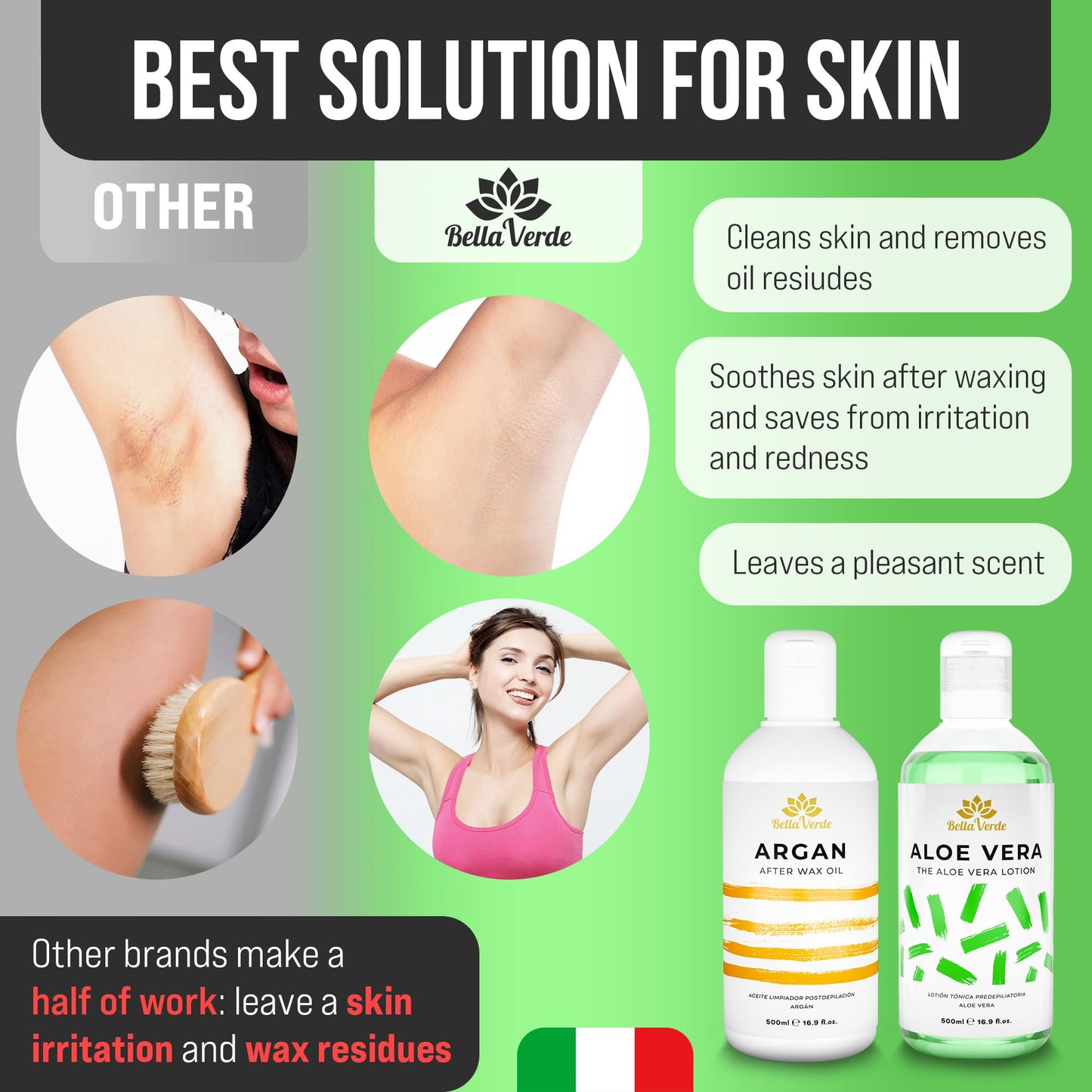 Bella Verde Pre and Post Waxing Care - Home Kit for Women and Men - Pack of 2 Pre & Post Wax Spray - Care for Brazilian Body Legs Eyebrows Face Lips Armpits