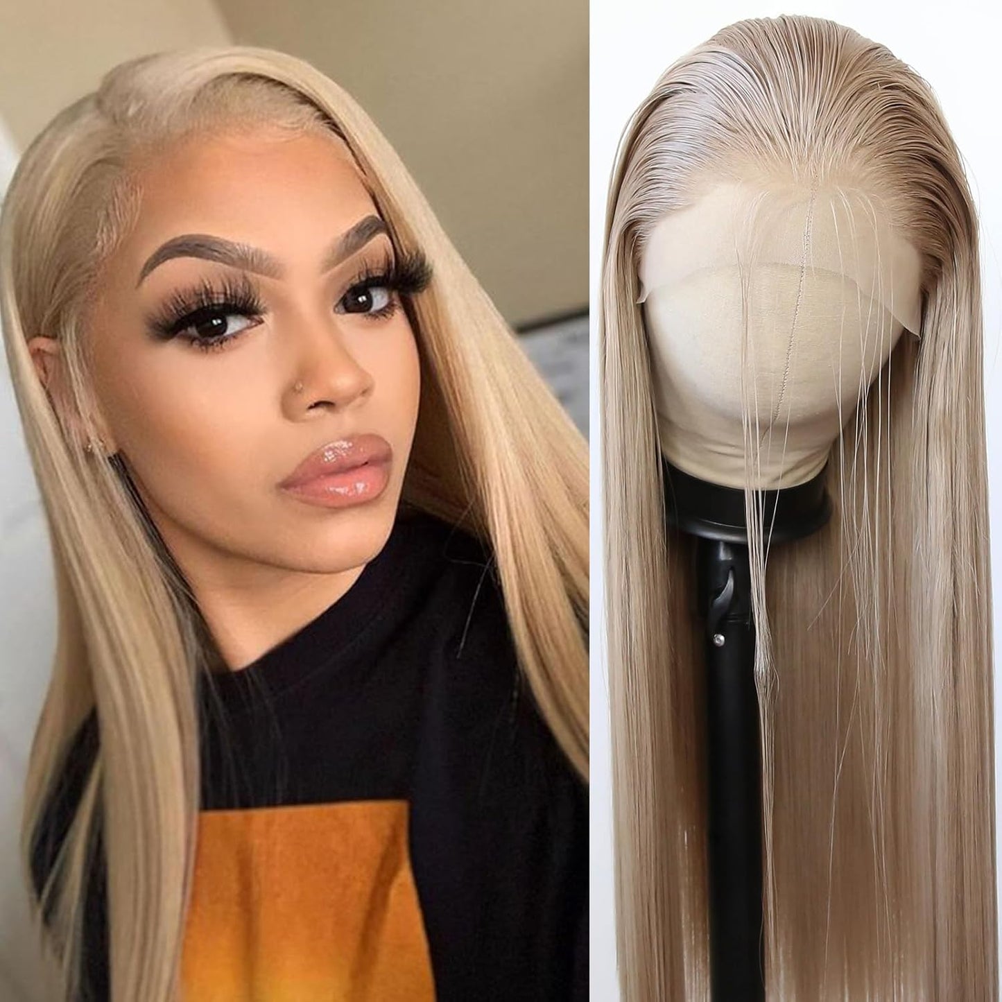 99J Burgundy Lace Front Wig - Long Straight Synthetic Hair, Pre-Plucked Natural Hairline for Black Women | Heat Resistant Fiber, Daily Wear