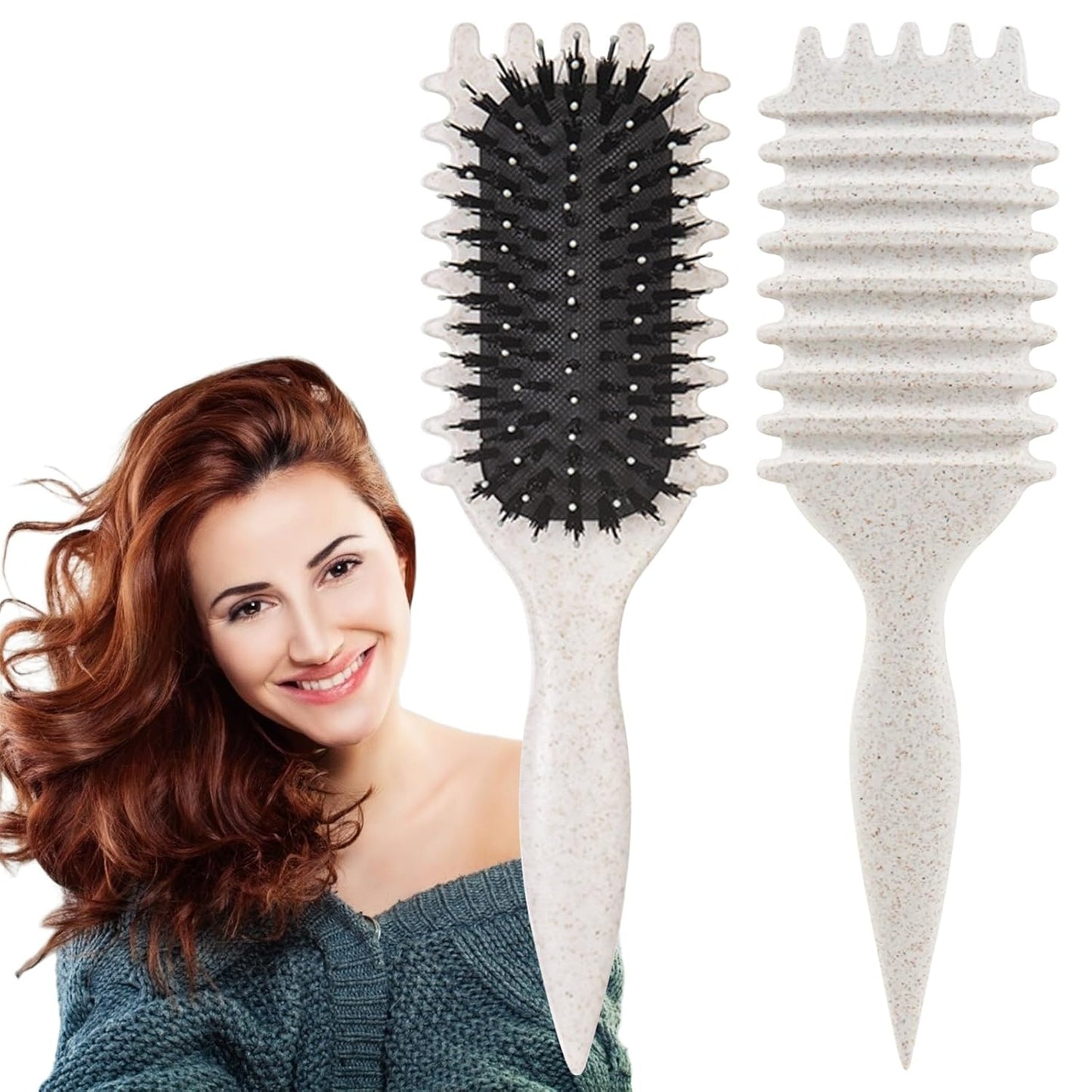 Curly Hair Brush - Curl Defining Tool to Reduce Pulling | Green Color