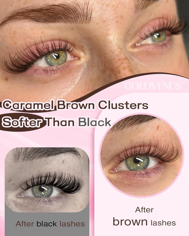 Brown Lash Clusters - Natural Wispy Eyelash Extensions for Soft Glam | 300 Pcs, C Curl, Waterproof (10-16mm)