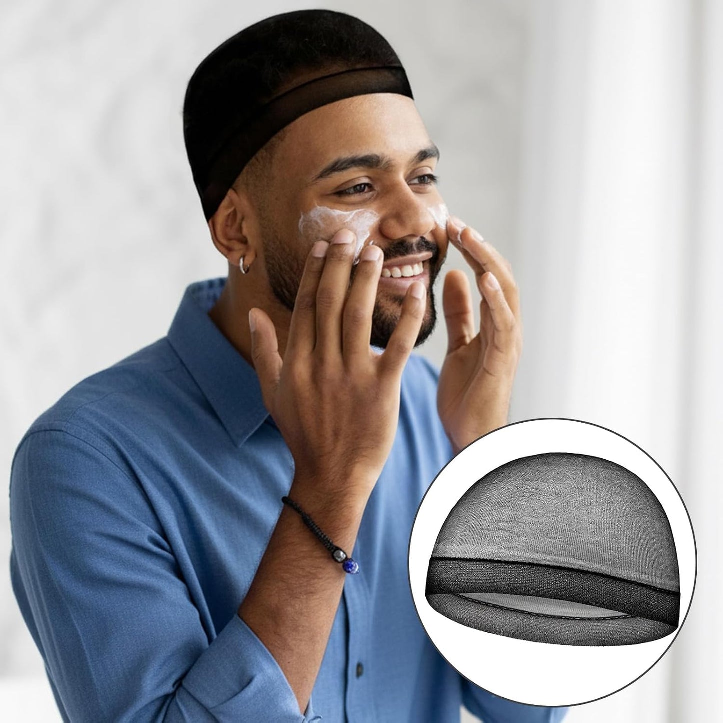10Pcs Stocking Wave Cap for Men - Elastic Stretchy Hair Net | Breathable Black Wig Caps