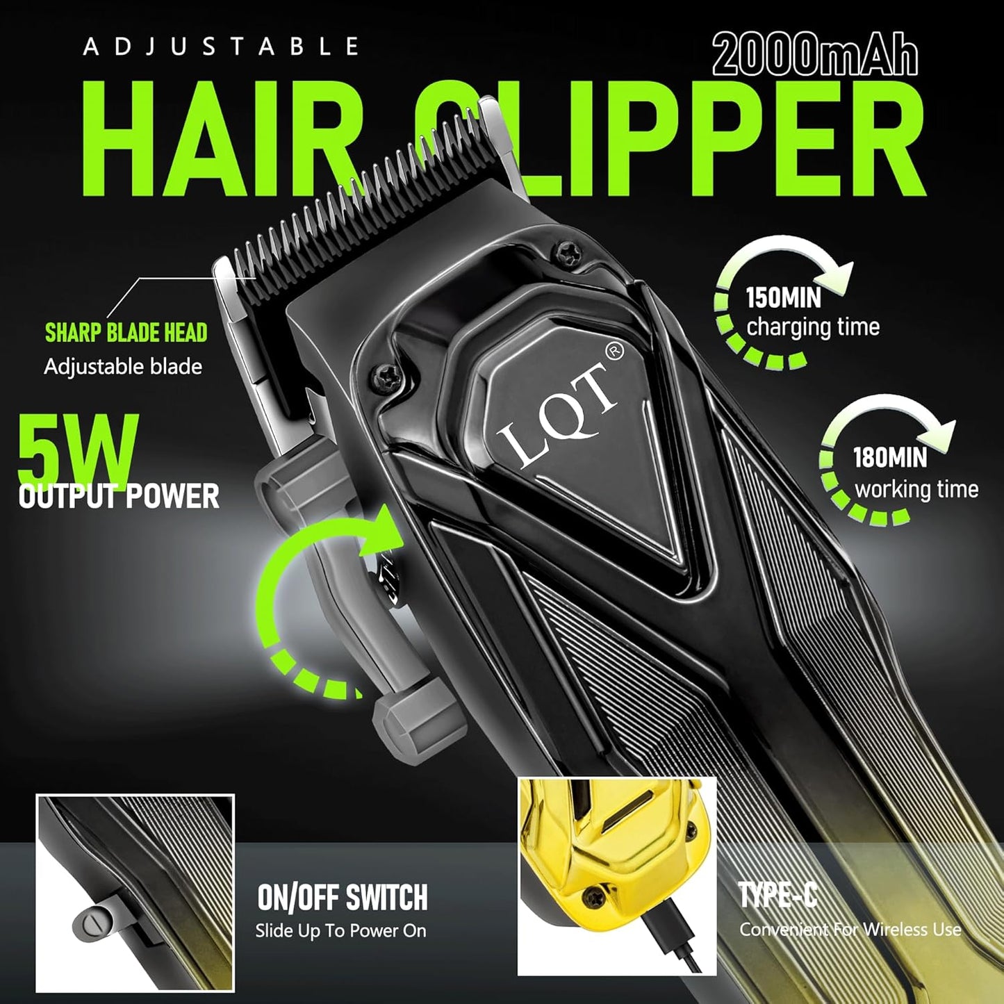 Professional Hair Clippers for Men - Cordless Beard Trimmer Set | Lightweight, Low Noise, USB Charging