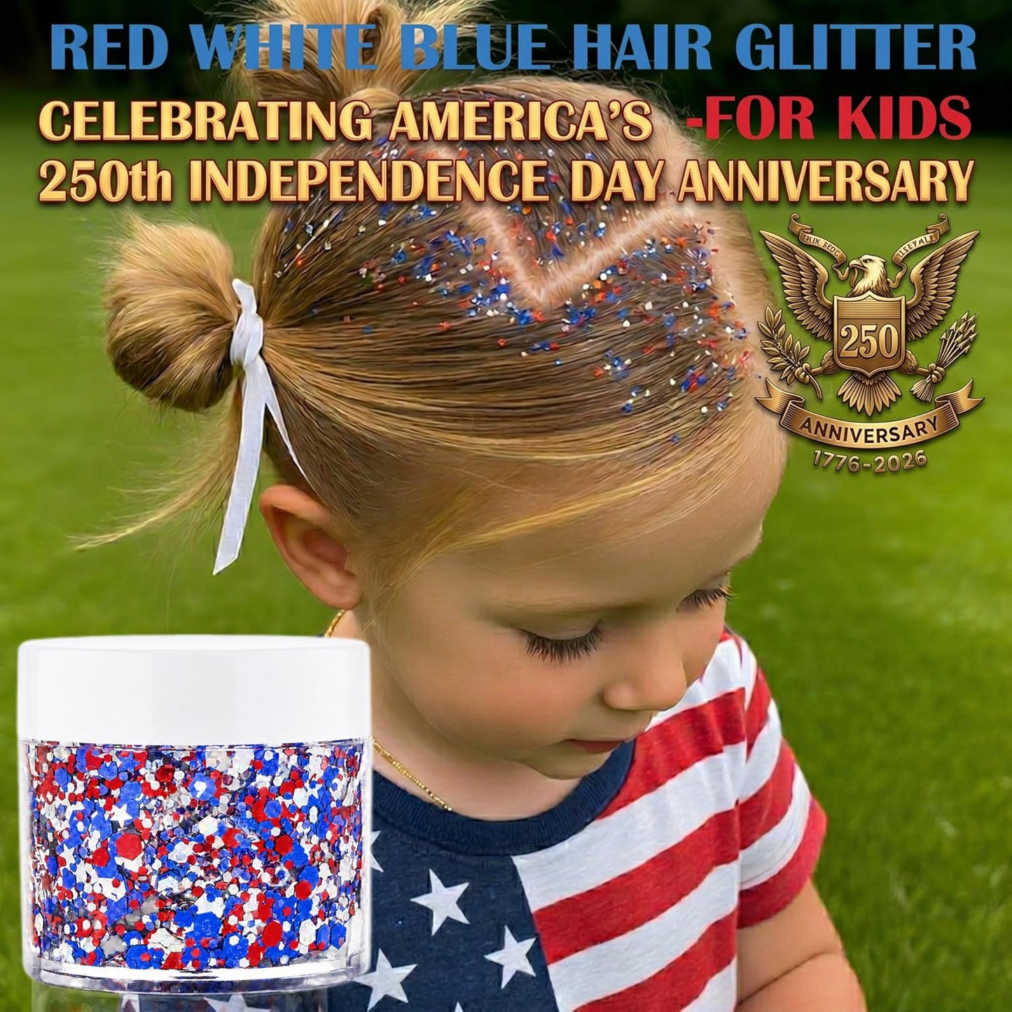 Red White Blue Face Glitter Gel - Patriotic Hair & Body Glitter for Kids & Adults | 4th of July Celebration