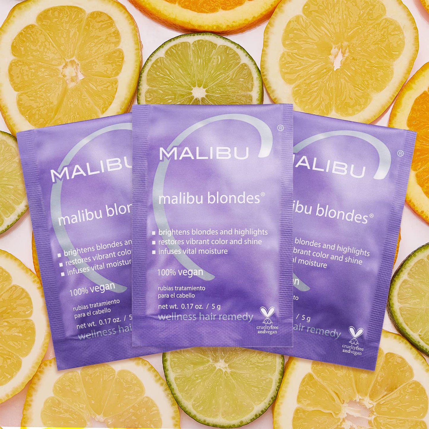 Malibu C Blondes Wellness Remedy - Restore Vibrance & Shine for Bleached, Highlighted, or Natural Blonde Hair | Vitamin C Complex (3 Packets)