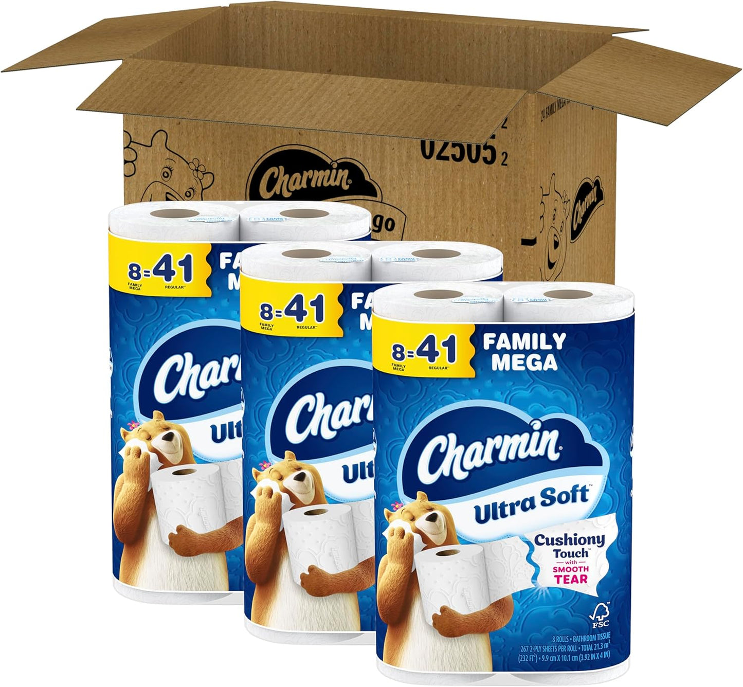 Charmin Ultra Soft Toilet Paper - Cushiony Touch, 24 Mega Rolls | White, Family Size