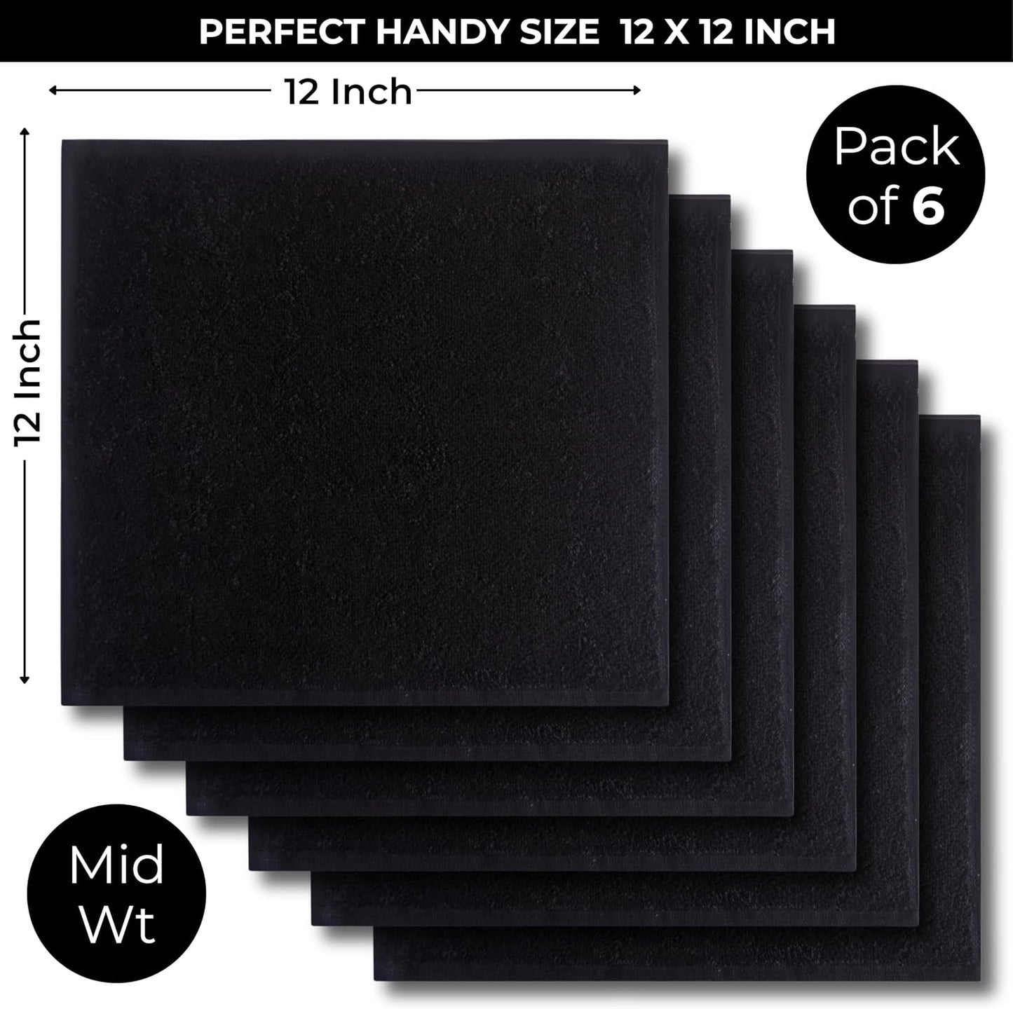 Cotton Wash Cloths - Soft Absorbent 100% Cotton Shower & Face Towels | 12" X 12" | 6 Pack