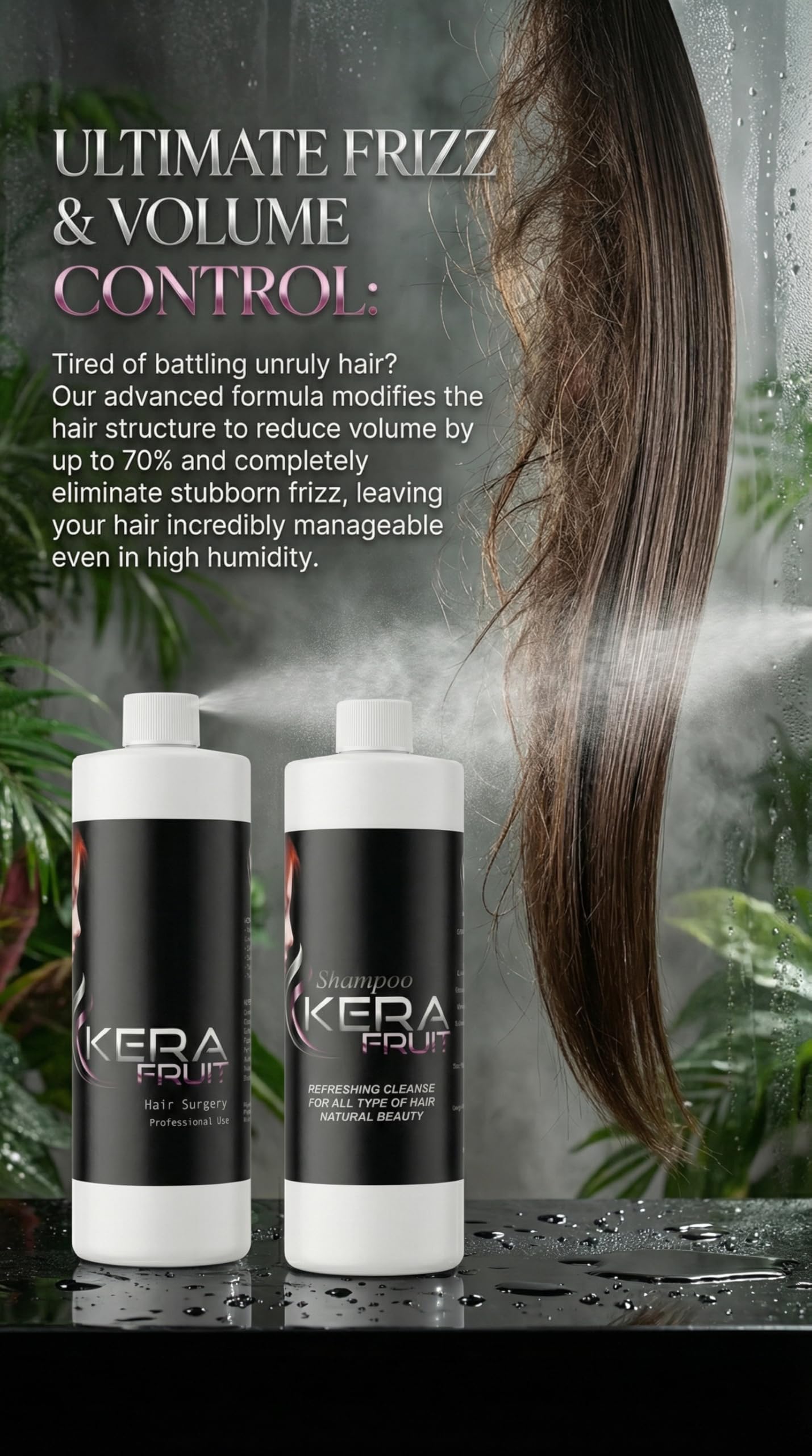KERA FRUIT Hair Conditioner, 16 OZ - Cirugia Capilar Smoothing Treatment for Frizzy Hair, Controls Volume and Frizz, Deep Hydration, Includes Shampoo, Rapid Delivery