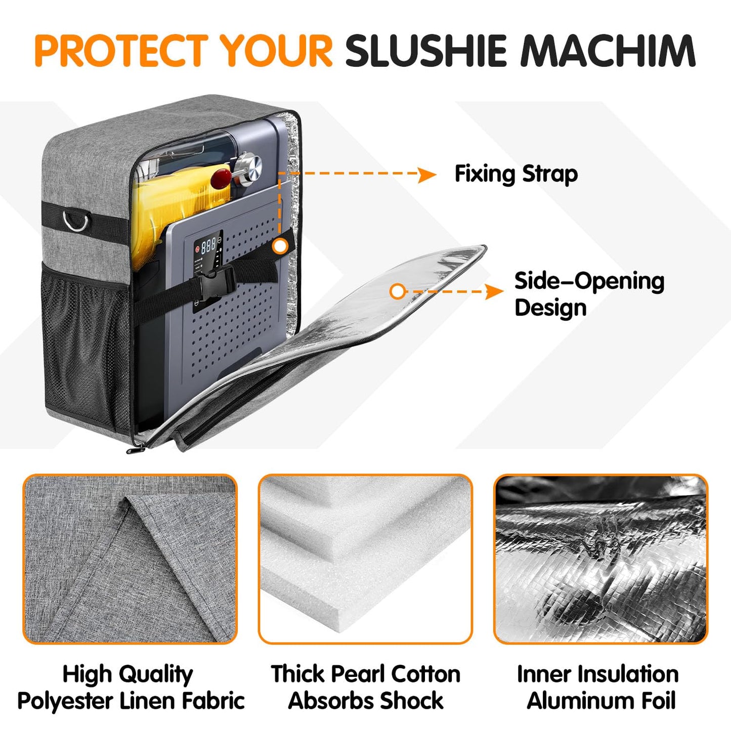 BOHEMIABY 2025Thermal Slushie Machine Carrying Bag, Large Portable Slushie Carrying Case for Ninjaa Fs301 & Fs300, Large Opening Design, Thick Padding, Removable Shoulder Strap, Accessory Bag (Gray)