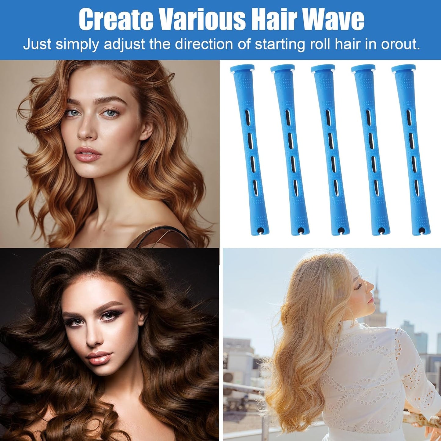 Cold Wave Perm Rods Set - 40PCS Plastic Curling Rollers for Long & Short Hair | DIY Hairdressing, Blue