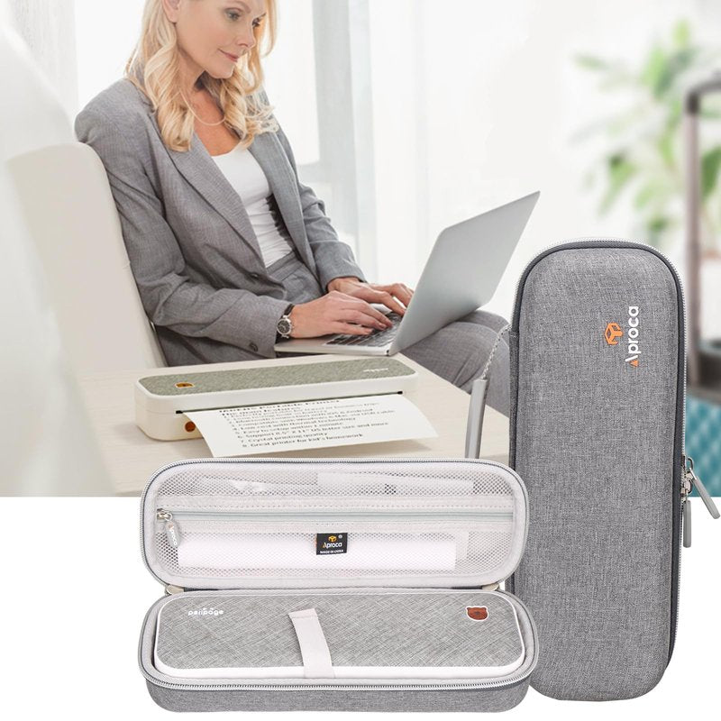 Aproca Portable Printers Case Compatible with TATTMUSE/JADENS/MUNBYN ITP01 Wireless Bluetooth Printer and Accessories, Storage Hard Bag (Case Only)-Grey