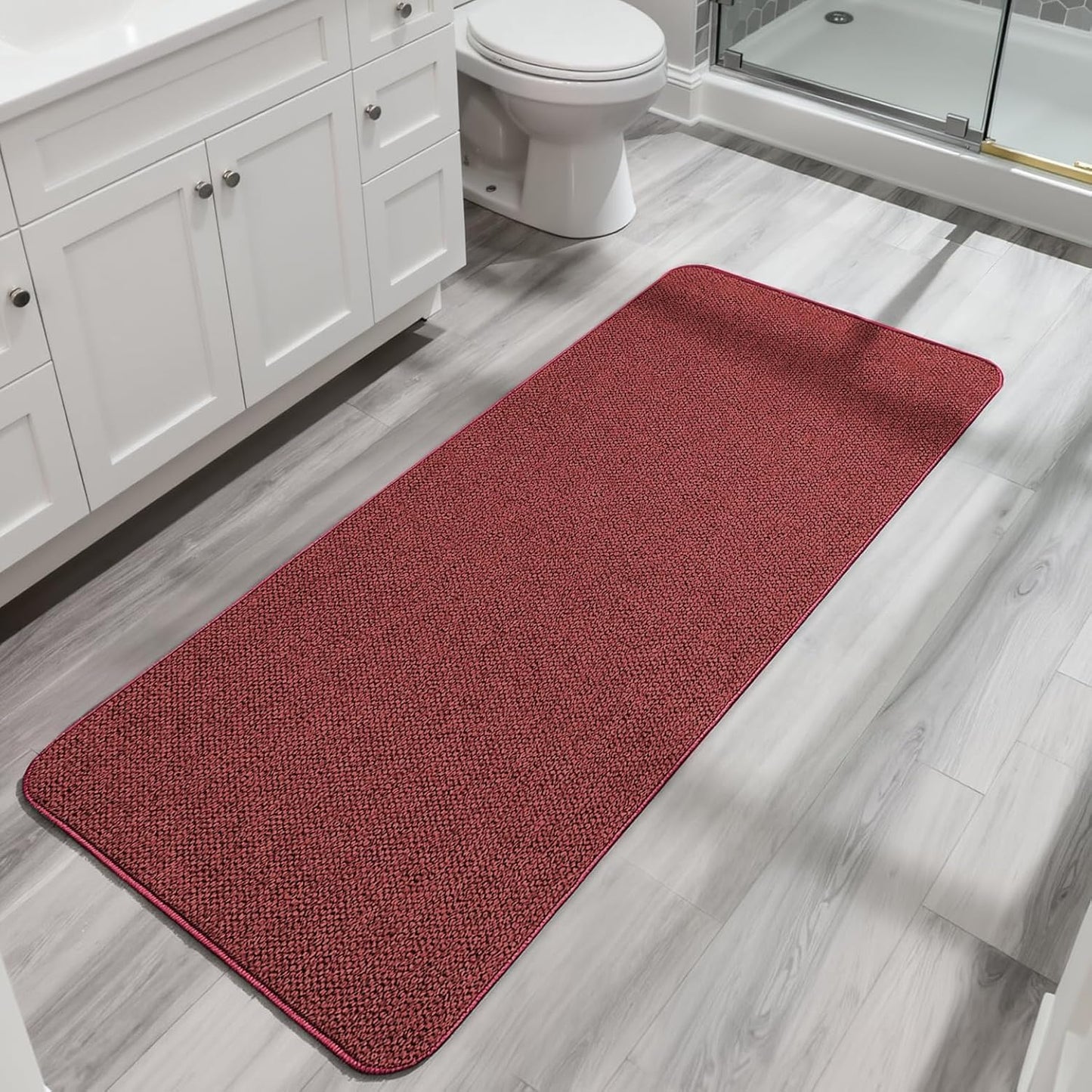Ultra Thin Bath Mat - Non-Slip Rubber Bathroom Rug, Quick Dry & Absorbent | Grey, 1'5"x2'3" (17x27 Inch)