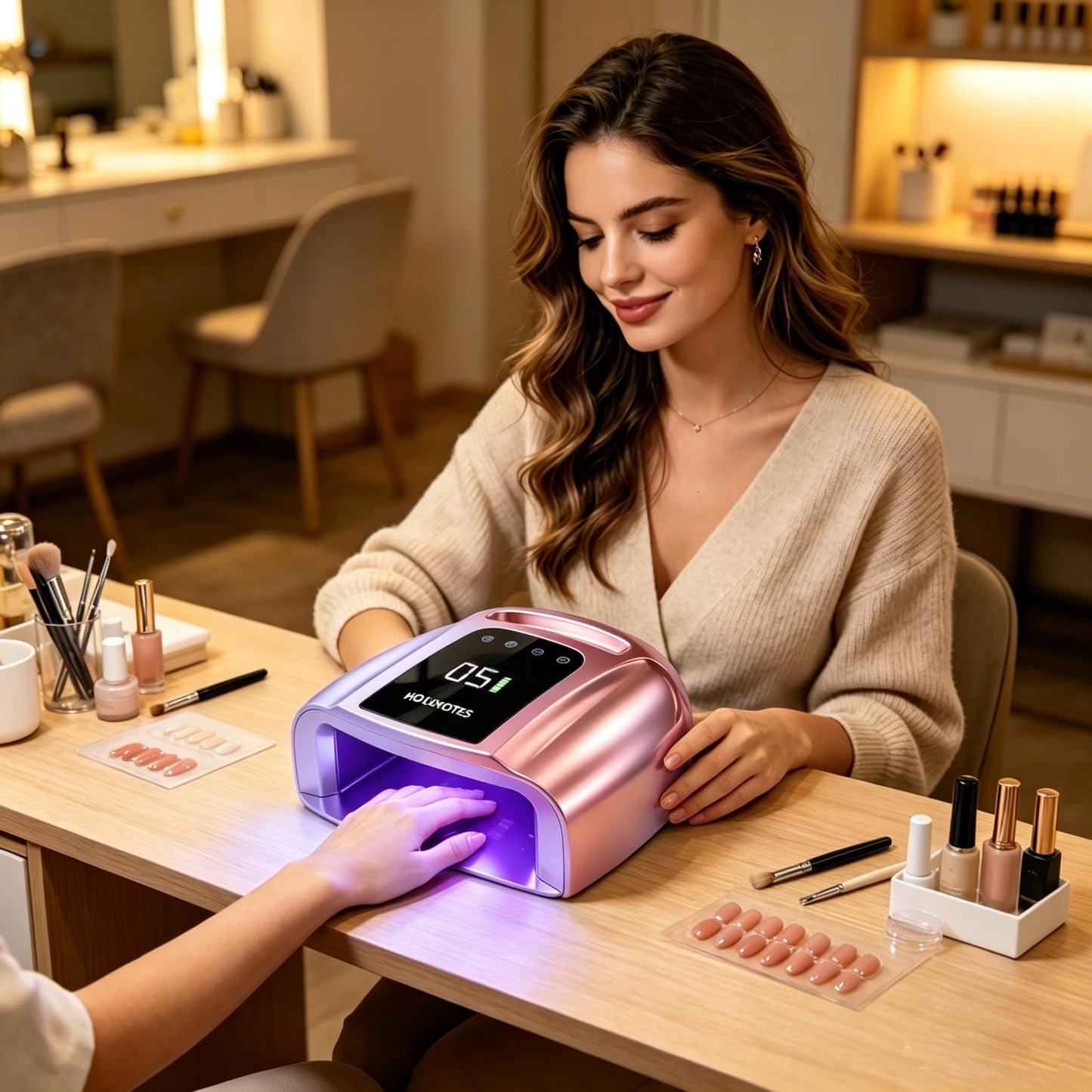 UV Nail Lamp, 96W Cordless Professional Rechargeable UV LED Portable Lamp, 4 Timer Setting and Smart Sensor Gel Nail Dryer, Ideal for Training, Nail Art Practice, Home & Salon