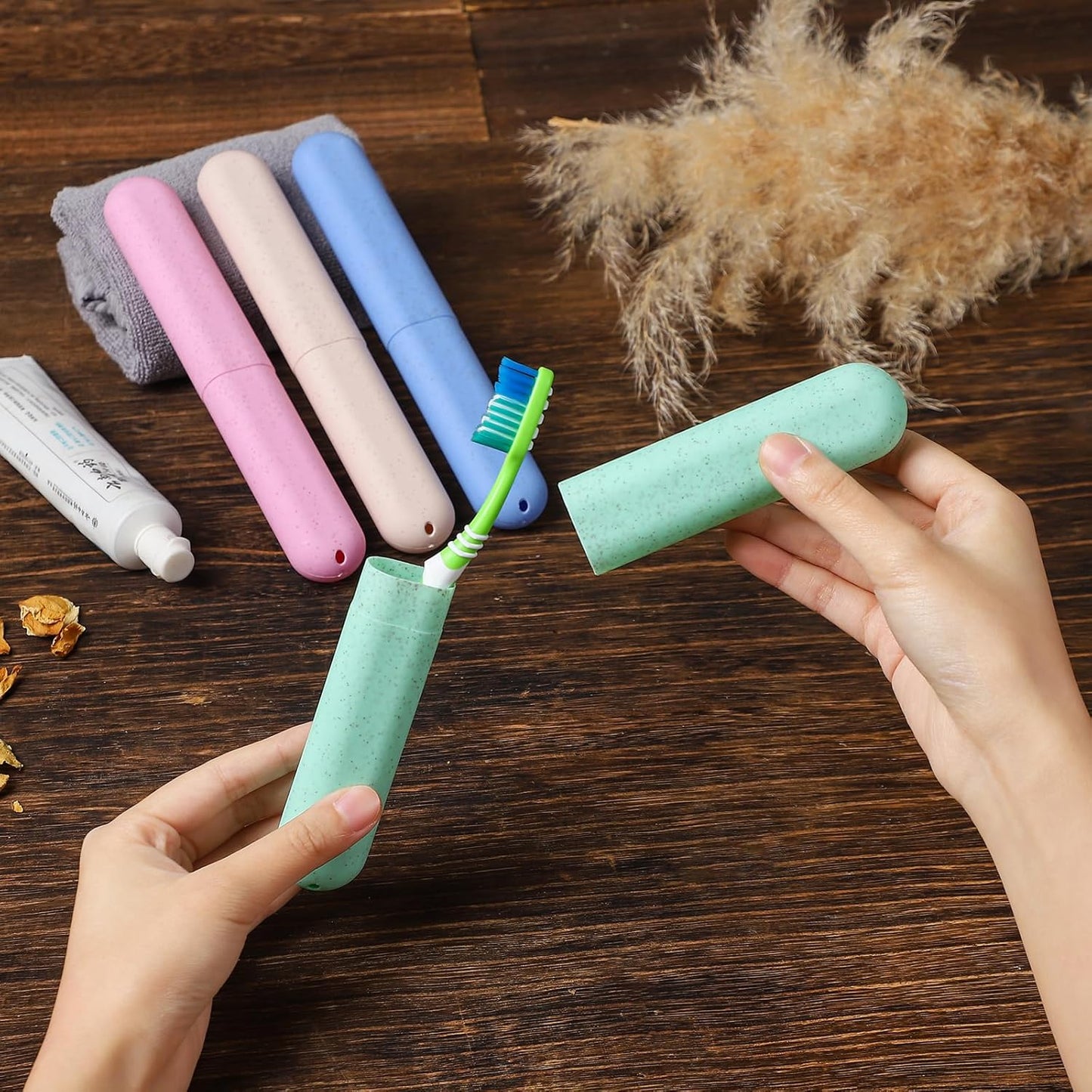 Toothbrush Travel Case - 4 Pack Holder with Ventilation Holes for Home, School & Camping