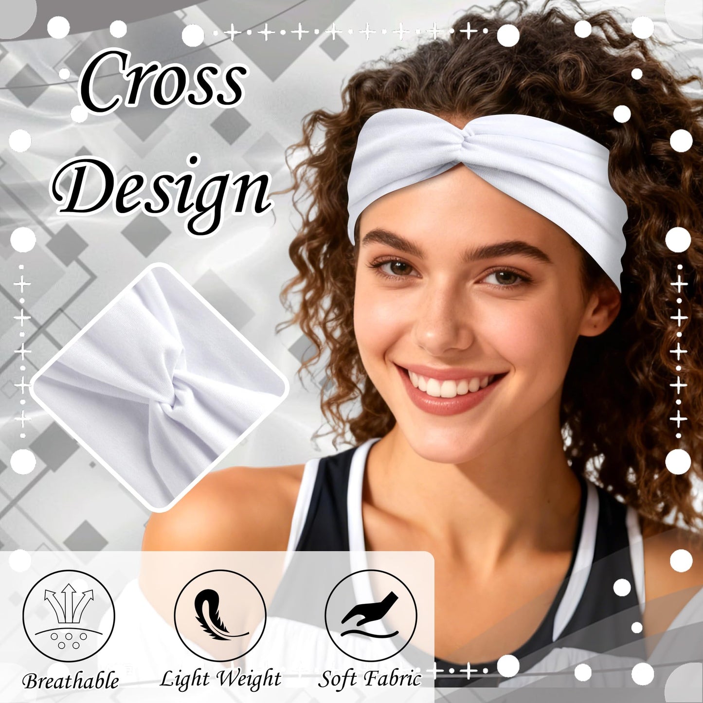 ZUYASEZ 3 Pack Boho Headbands for Women Short Twist Turban Headbands Elastic Non Slip Hair Bands Womens Workout Hair Wraps Accessories