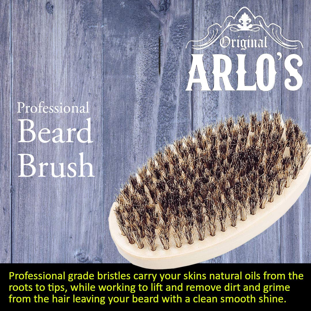 Arlo's 6-PC Mens Beard Grooming Set with Rid the Itch and Smooth and Shiny Beard Oils, Beard Brush, Beard Comb, Scissors, and Carrying Bag