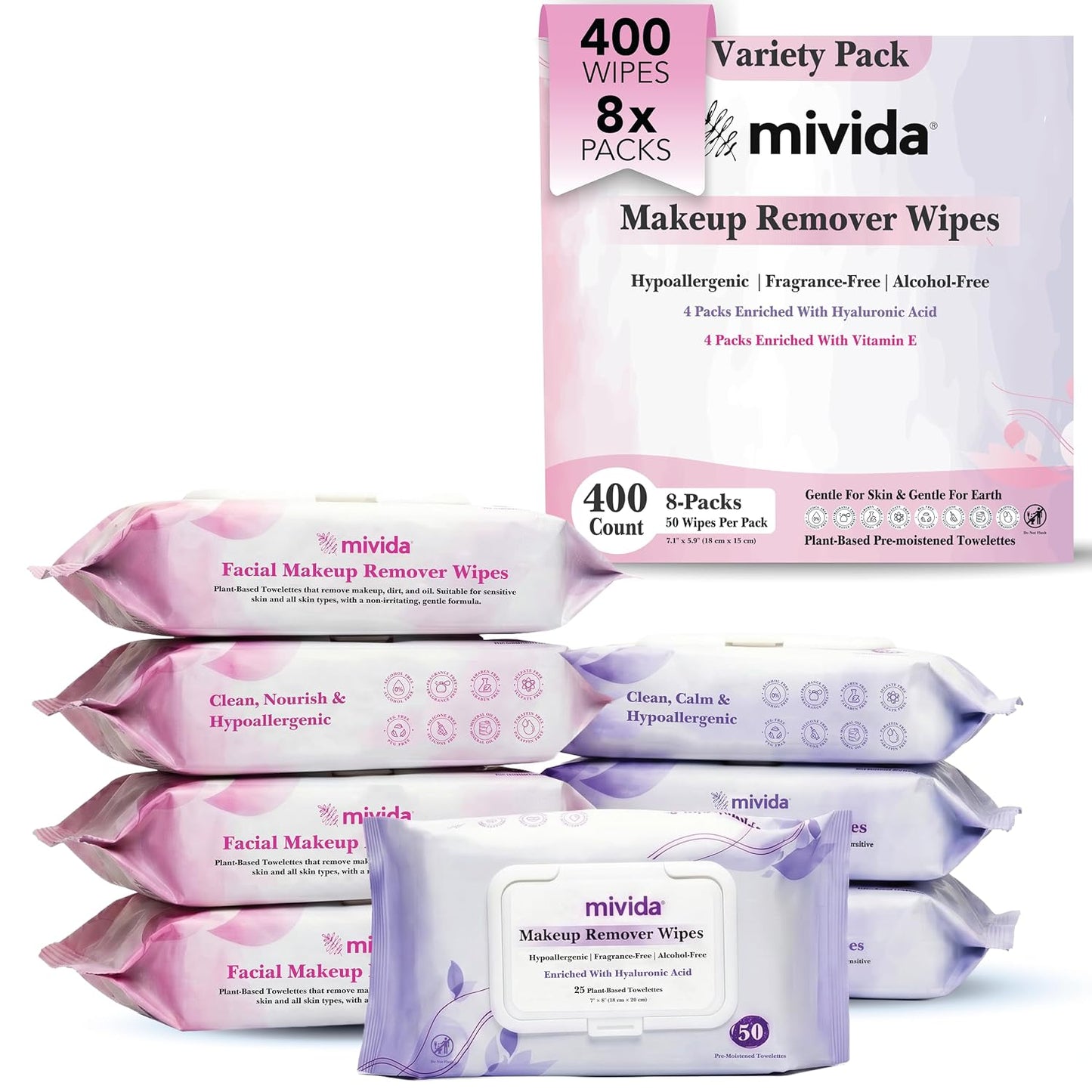 Hypoallergenic Makeup Remover Wipes - 200 Count Bulk Pack | Vitamin E, Fragrance-Free & Alcohol-Free for Sensitive Skin