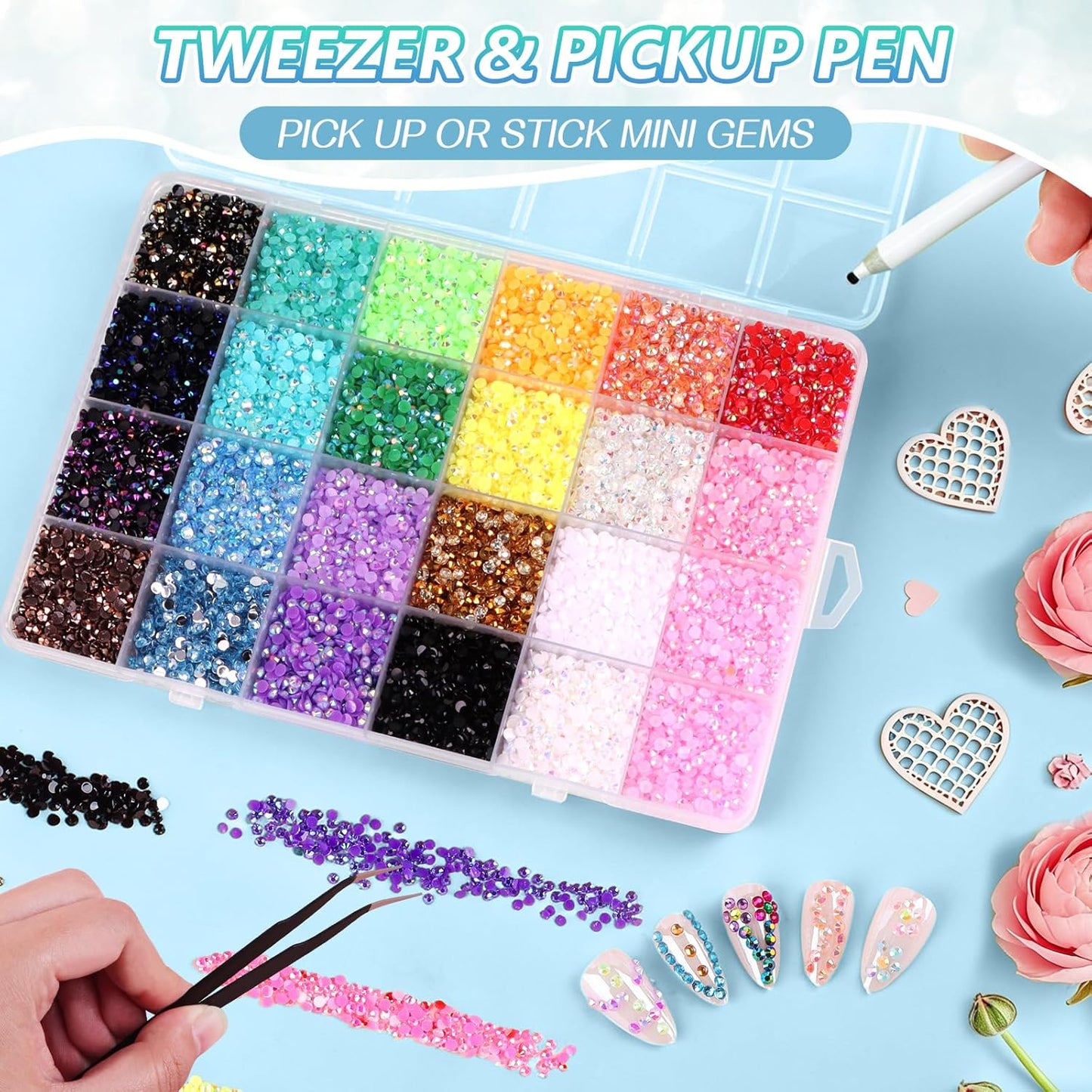 Resin Jelly Rhinestones Kit - 48000 Pcs 48 Colors Flatback Gems for Bedazzling | Includes B7000 Glue & Tools for DIY Crafting