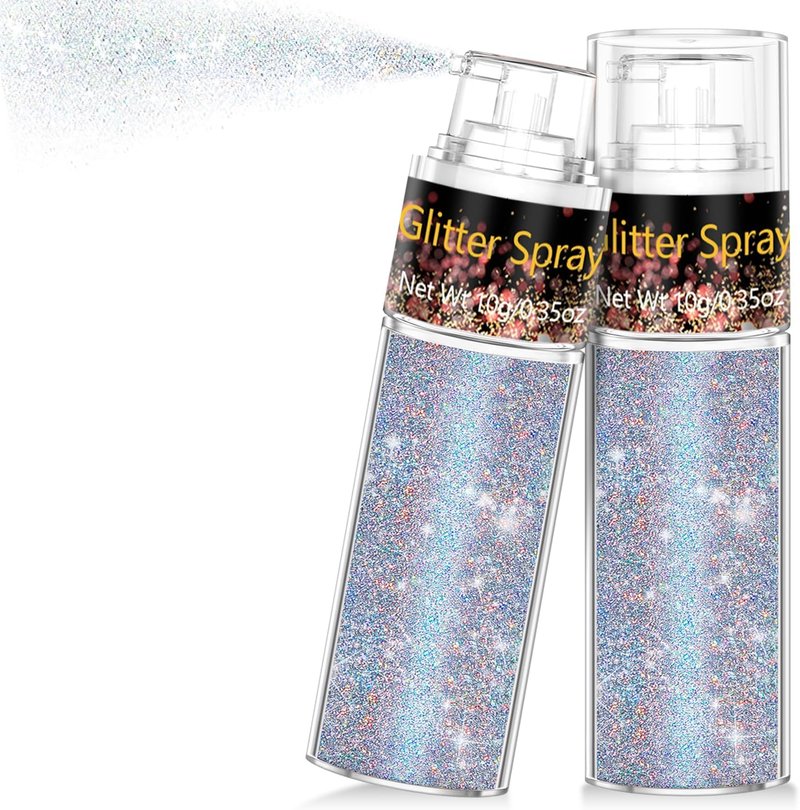 Rainbow Glitter Hairspray - Holographic Hair & Body Glitter Spray for Festivals | 1PC Ultra Fine Sparkle Powder