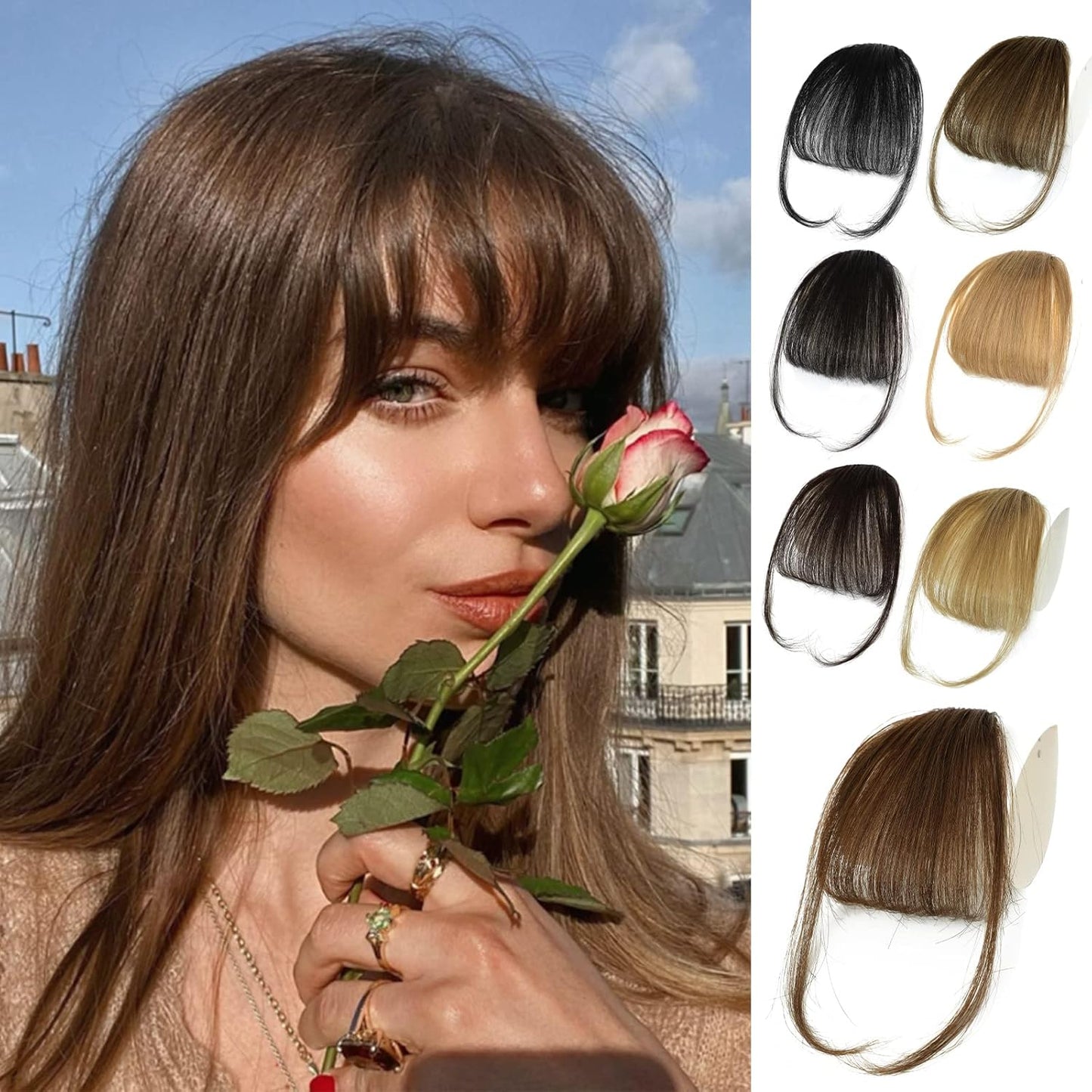 Bangs Hair Clip - 100% Real Human Hair Extensions | Natural Black Wispy Fringe for Women