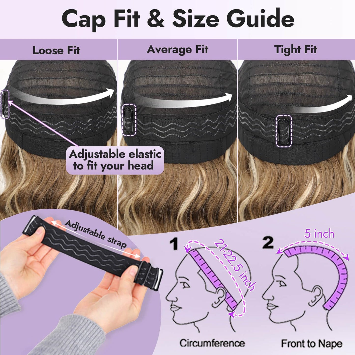 Eawwii Ombre Light Brown With Blonde Short Wavy Wig for Women Lace Hairline Bob Style Synthetic Heat Resistant - Natural Appearance for Everyday Hairstyle 14 Inch