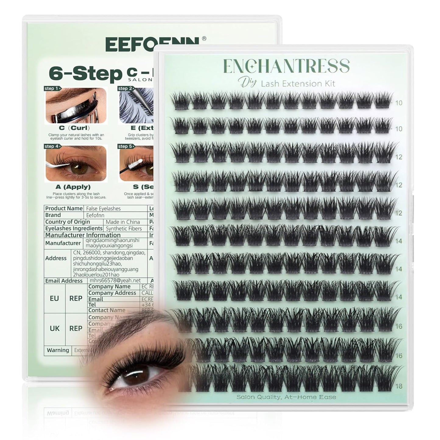 Enchantress Lash Clusters - Wispy D Curl Eyelash Extensions | 10-18mm Volume Individual Lashes for Fluffy Daily Makeup