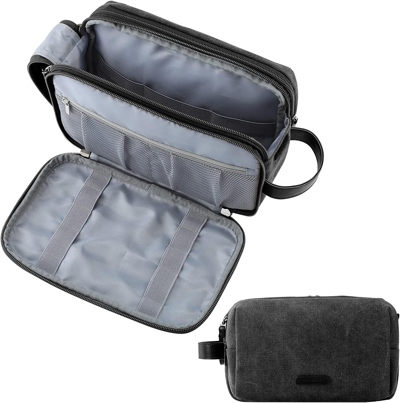 Toiletry Bag for Men - Water-Resistant Canvas Travel Organizer | Medium Grey Dopp Kit