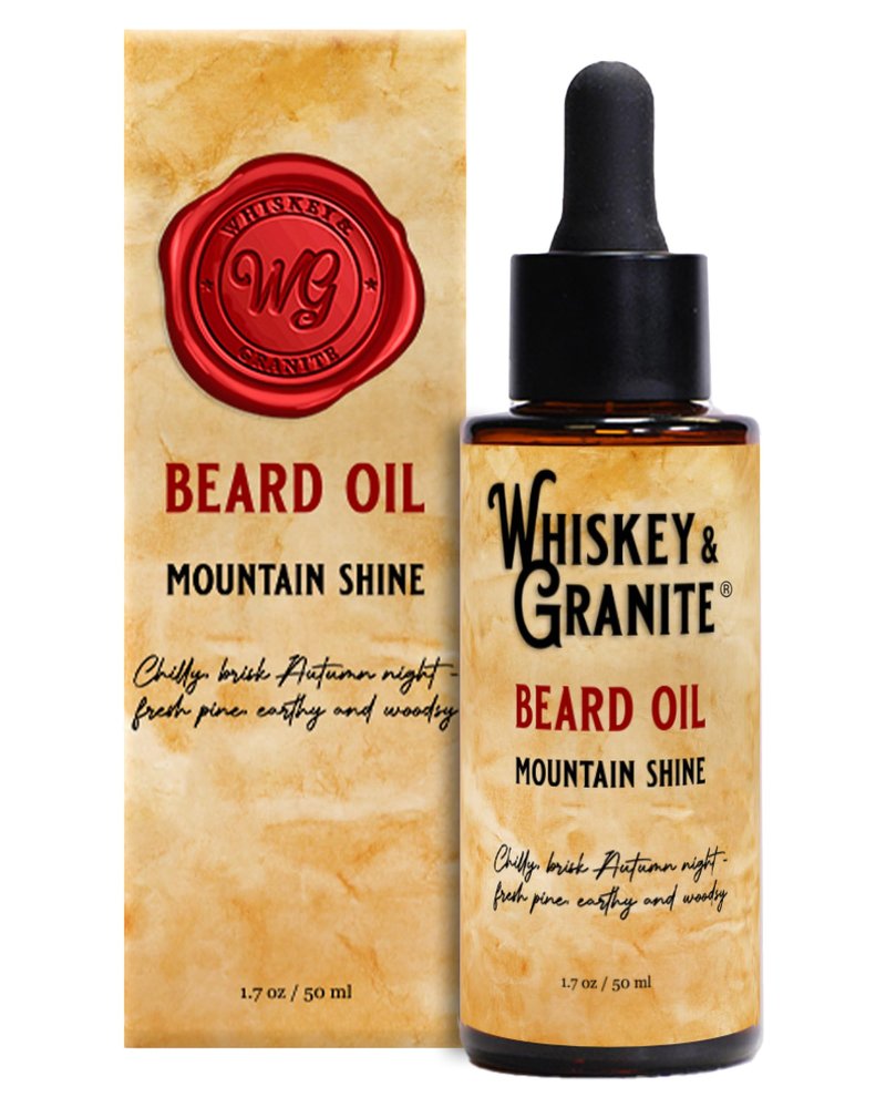 Whiskey & Granite Beard Oil – Made in USA - 100% Natural Beard Conditioner, 1.7 oz (Mountain Shine)