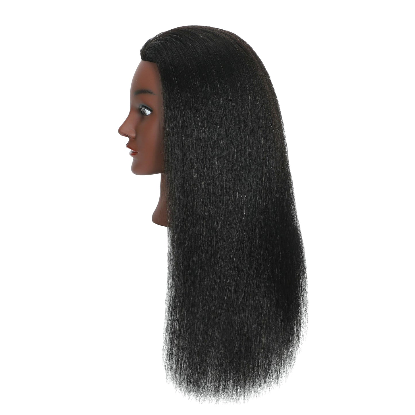 EVATEC African American Mannequin Head 100% Real Human Hair for Braiding Styling Practice Cosmetology Training with Stand