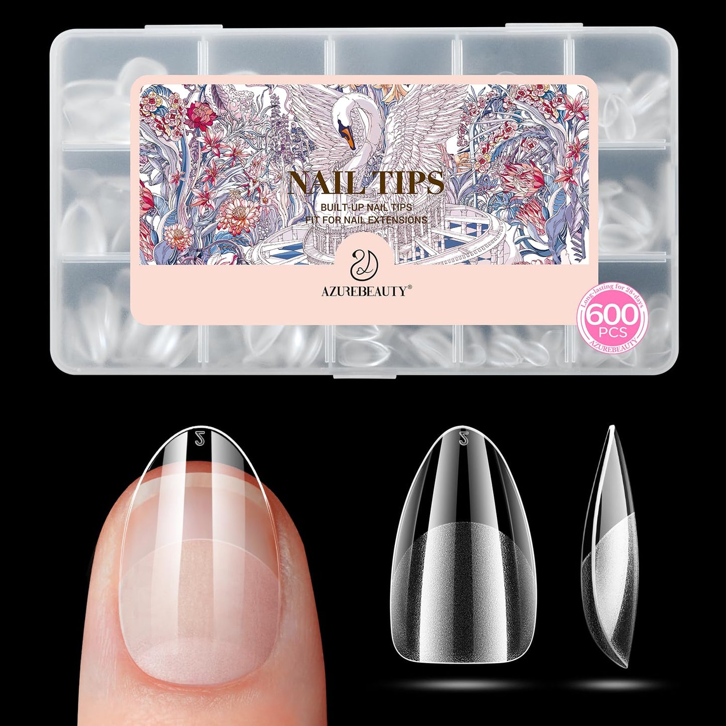 Extra Short Almond Nail Tips - 600pcs Pre-Etched Soft Gel | 15 Sizes for DIY Manicure & Nail Art