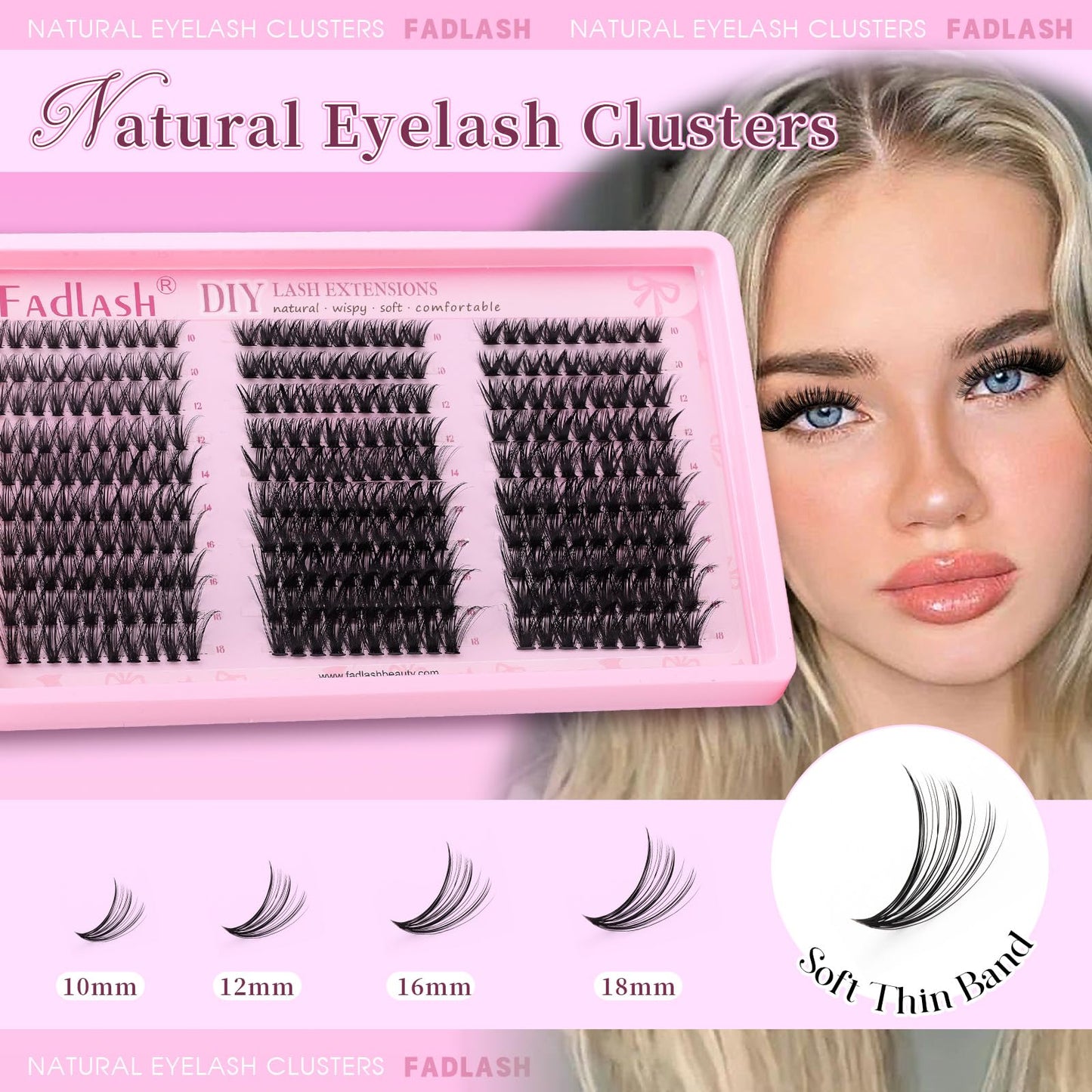 Eyelash Clusters Fluffy Lash Clusters 30D+40D+50D with Soft Thin Band D Curl DIY Cluster Eyelash Extensions 10-18mm Natural Wispy Individual Lashes for Beginners at Home by FADLASH (30D+40D+50D)