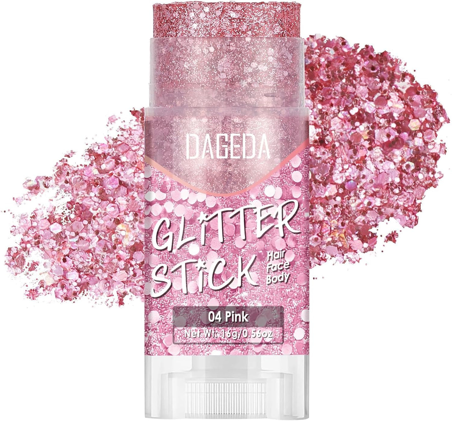 Pink Body Glitter Stick - Chunky Holographic Face Glitter for Rave & Festival Makeup | Perfect for Concerts & Carnival Outfits