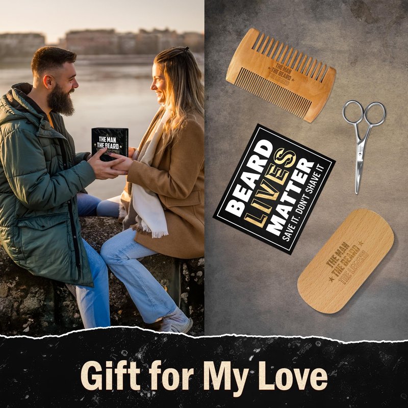 Grooming Gifts for Men - Beard Kit Grooming and Care with Brush, Comb, Scissors & Storage Bag - Anniversary Retirement Birthday Gifts for Men Dad Grandpa, Husband Birthday Gift Ideas