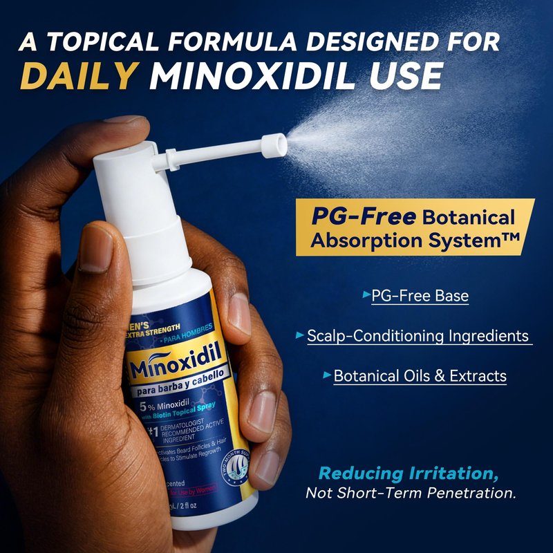 Minoxidil for Men Beard Growth Serum: Extra Strength 5% Minoxidil Spray for Men Beard and Hair Regrowth Treatments
