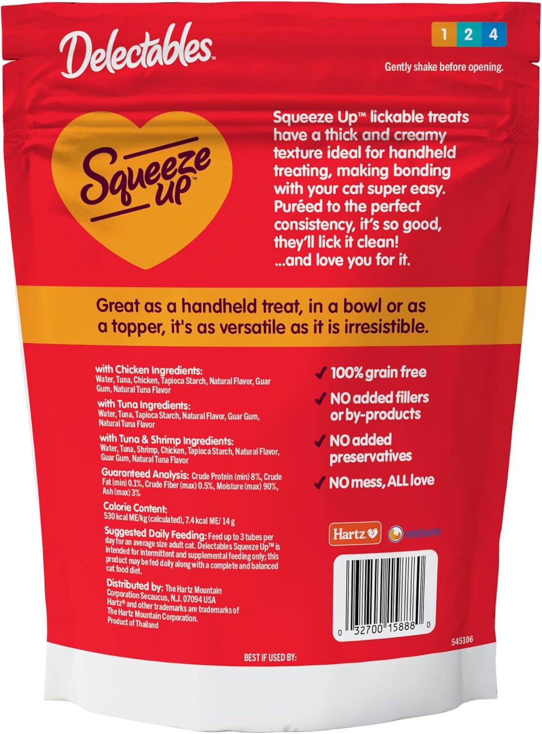 Delectables Squeeze Up Cat Treats - Creamy Lickable Puree Variety Pack | Grain-Free, 24 Tubes, 0.5 Ounces Each