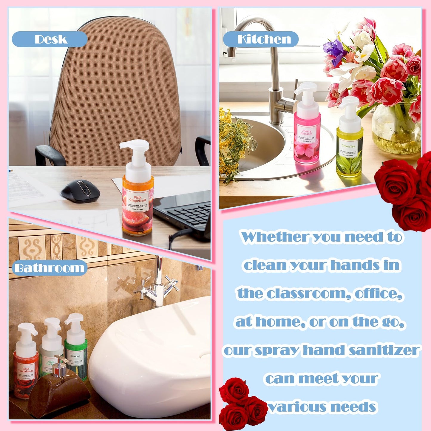 6 Pack Spring Foaming Hand Soap with Pump Care Moisturizing Liquid Gentle Foam Hand Wash Mother's Day Appreciation Gifts Bulk for Kitchen Bathroom Gifts for Teacher Nurse Doctor Employee, 8.75 Fl. oz