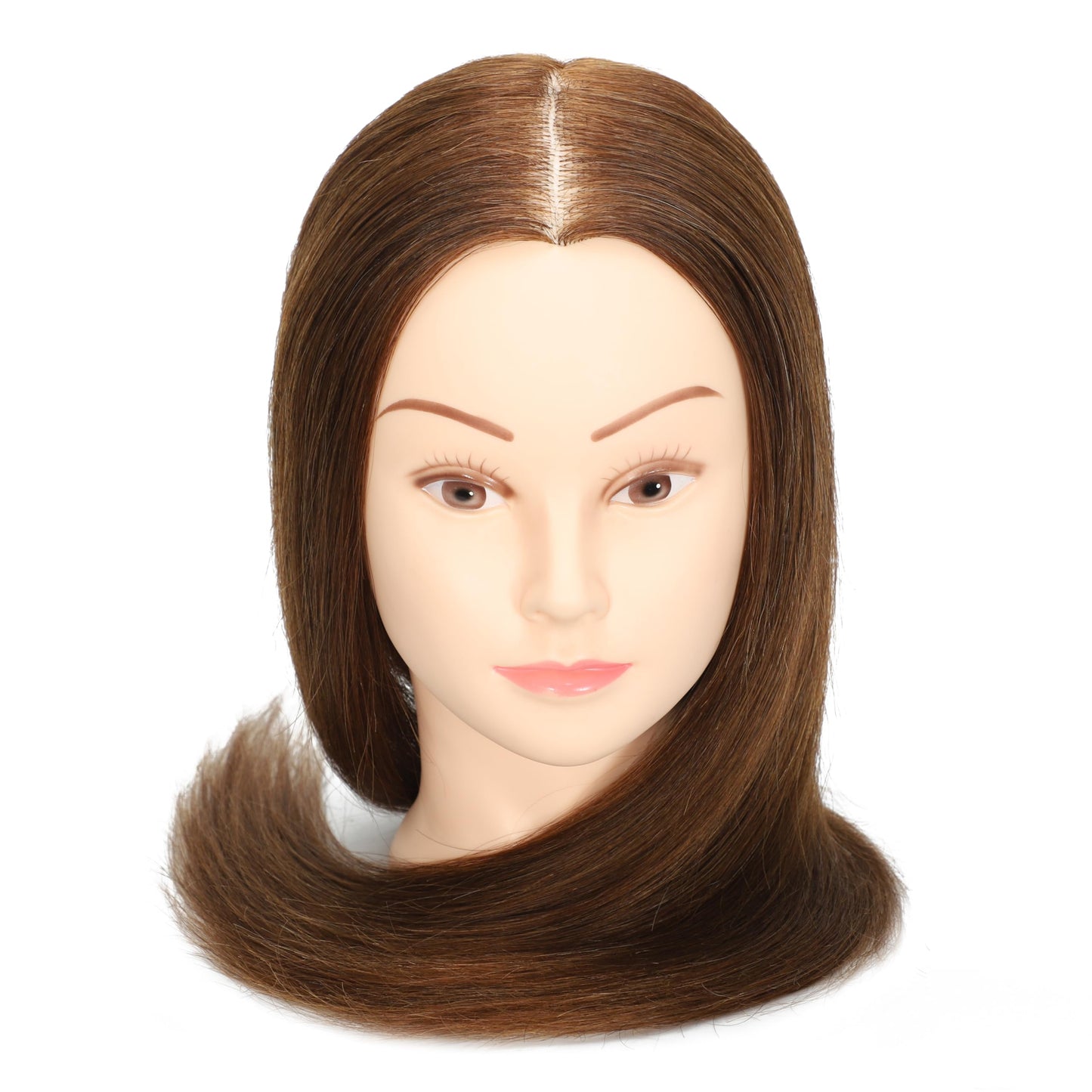 Headdoll 100% Human Hair Mannequin Head Hair Styling Training Head Cosmetology Manikin Head Doll Head for Hairdresser with Free Stand