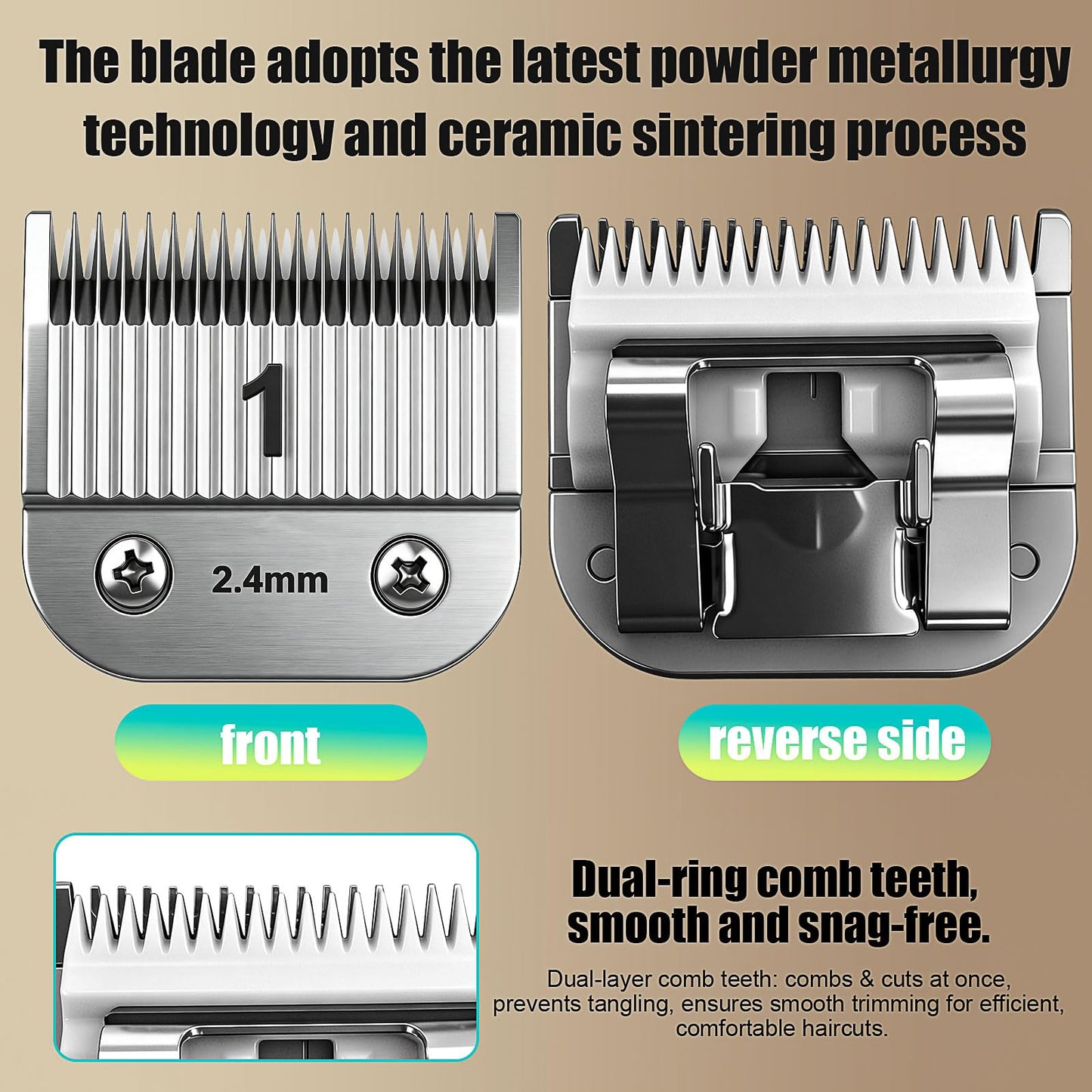 Ruzros Replacement Blades Compatible with Andis AGC,BDC,BGC,MBG Series Clippers Professional Detachable Oster Classic 76/Star-Teq/Power-Teq Clippers Cut Length 3/32-Inch (2.4mm)